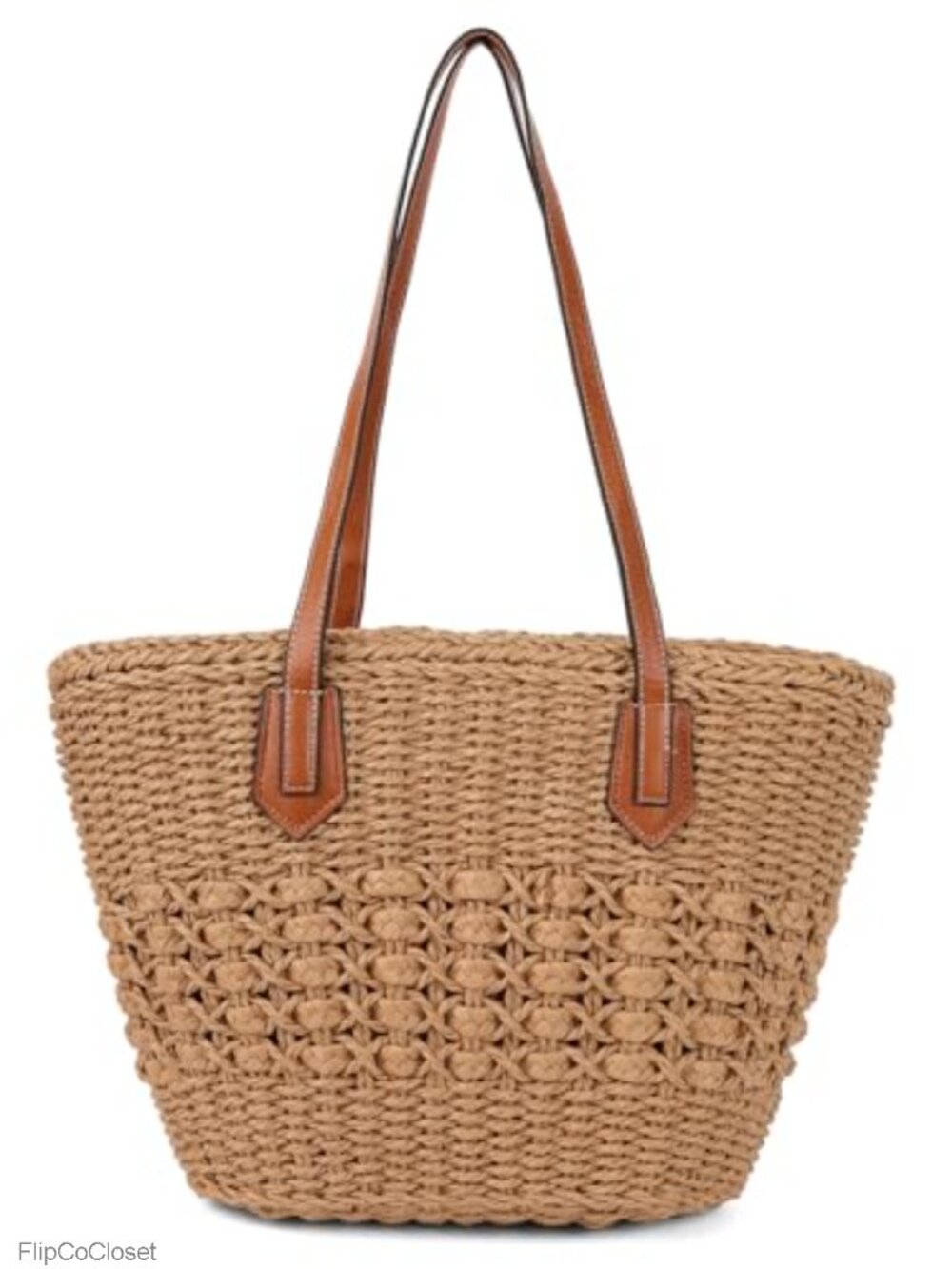 Straw Shoulder Bag Rattan Woven Tote Handmade Top Handle Purse